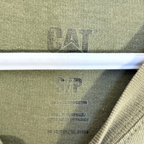 CAT Olive Green Cotton T-Shirt with Pocket & Logo - Picture 6 of 12